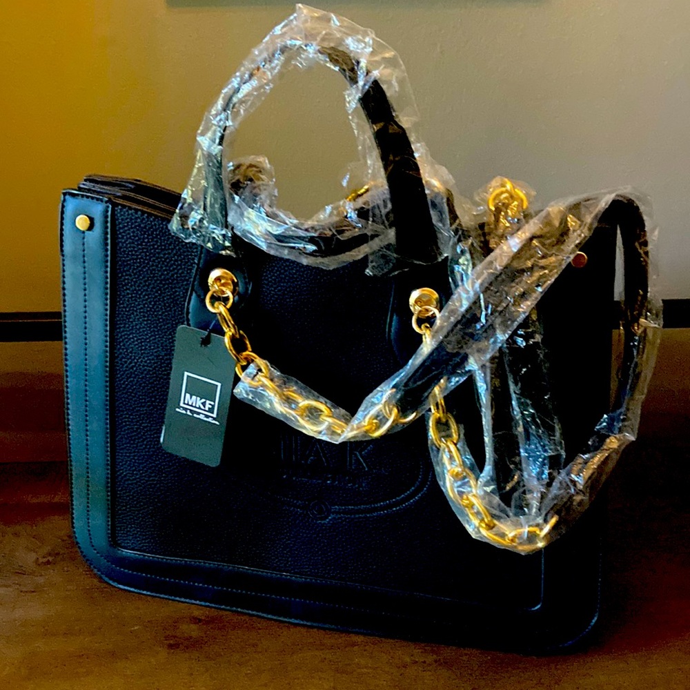 Mia K Tote Bag NEW Black Vegan Leather